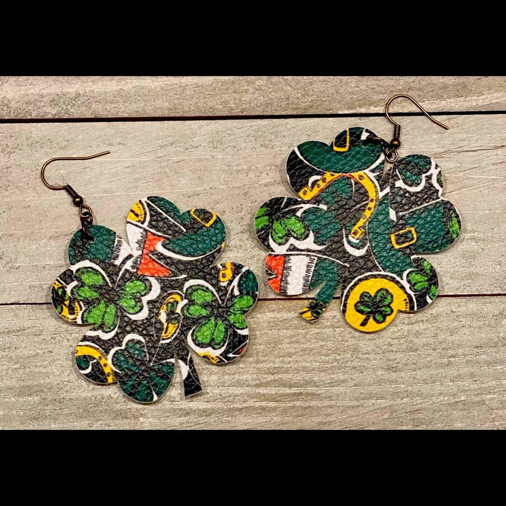 Faux Printed Leather Earrings